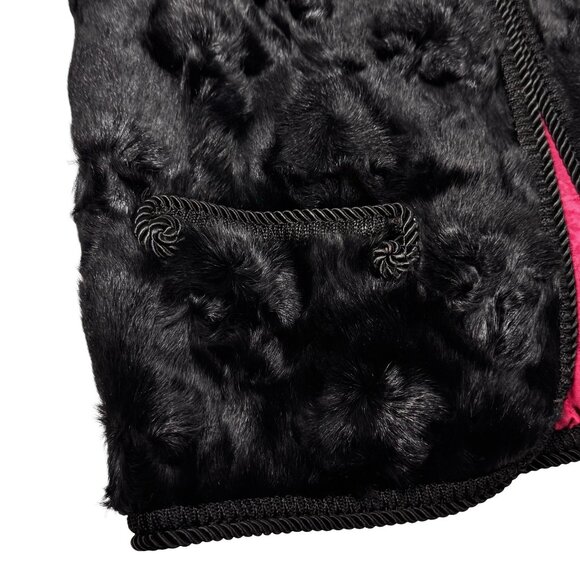 Vintage 70 Black Real Sheep Fur Vest SZ M Swakara Karalul Boho Whimsigoth Folk - Picture 11 of 14